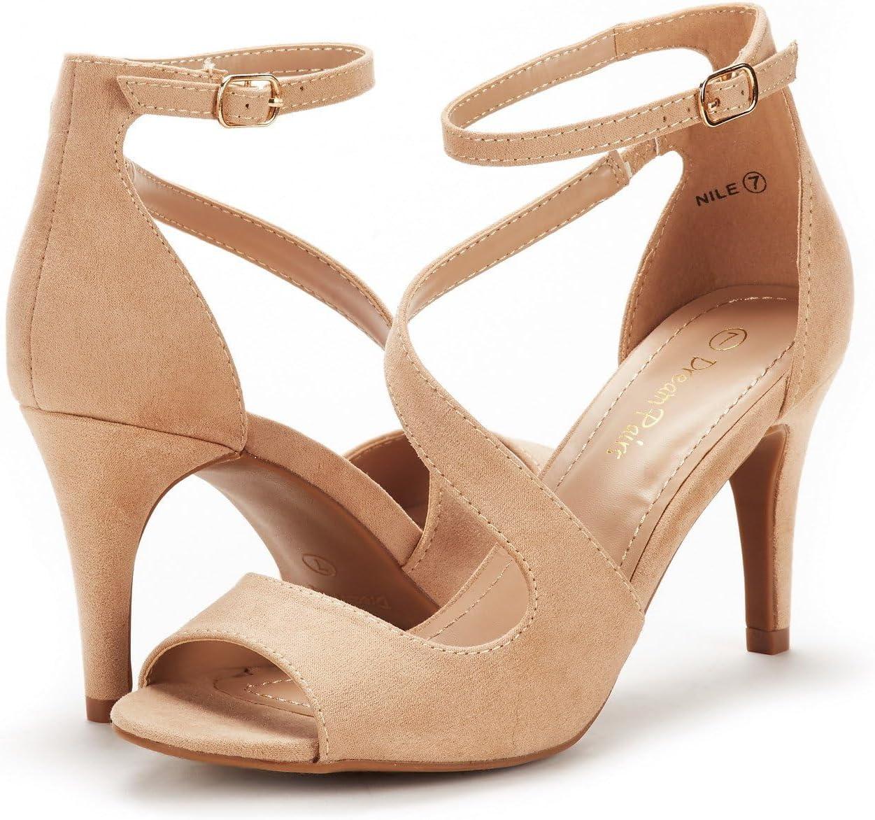 imageDREAM PAIRS Womens NILE Fashion Stilettos Open Toe Pump Heel SandalsNude