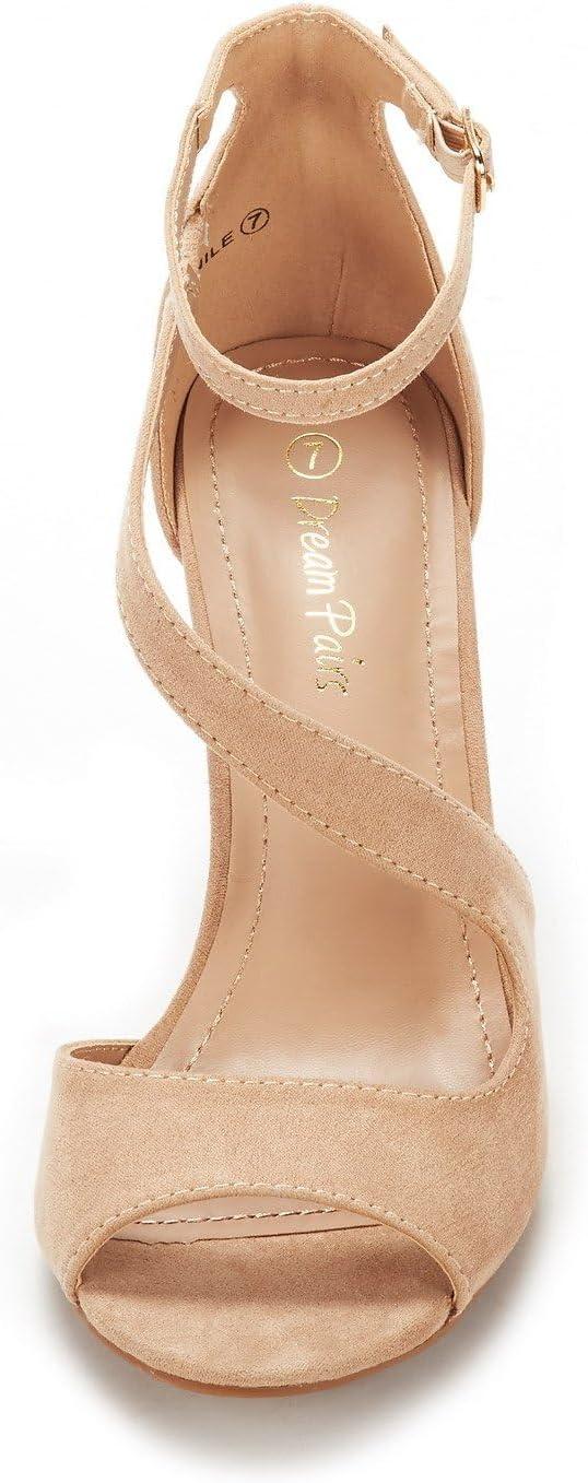 imageDREAM PAIRS Womens NILE Fashion Stilettos Open Toe Pump Heel SandalsNude