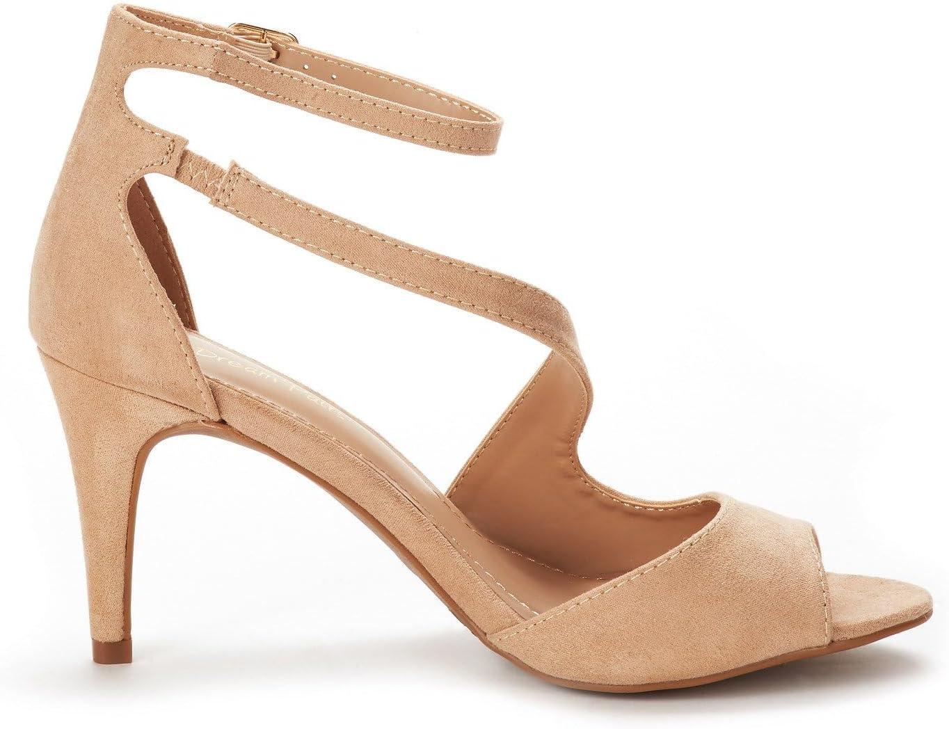 imageDREAM PAIRS Womens NILE Fashion Stilettos Open Toe Pump Heel SandalsNude