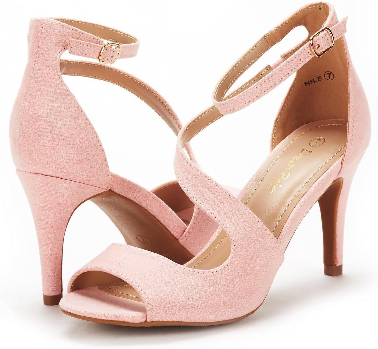 imageDREAM PAIRS Womens NILE Fashion Stilettos Open Toe Pump Heel SandalsPink