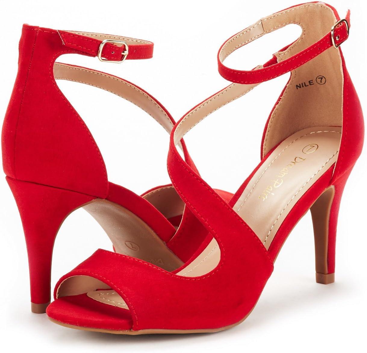 imageDREAM PAIRS Womens NILE Fashion Stilettos Open Toe Pump Heel SandalsRed