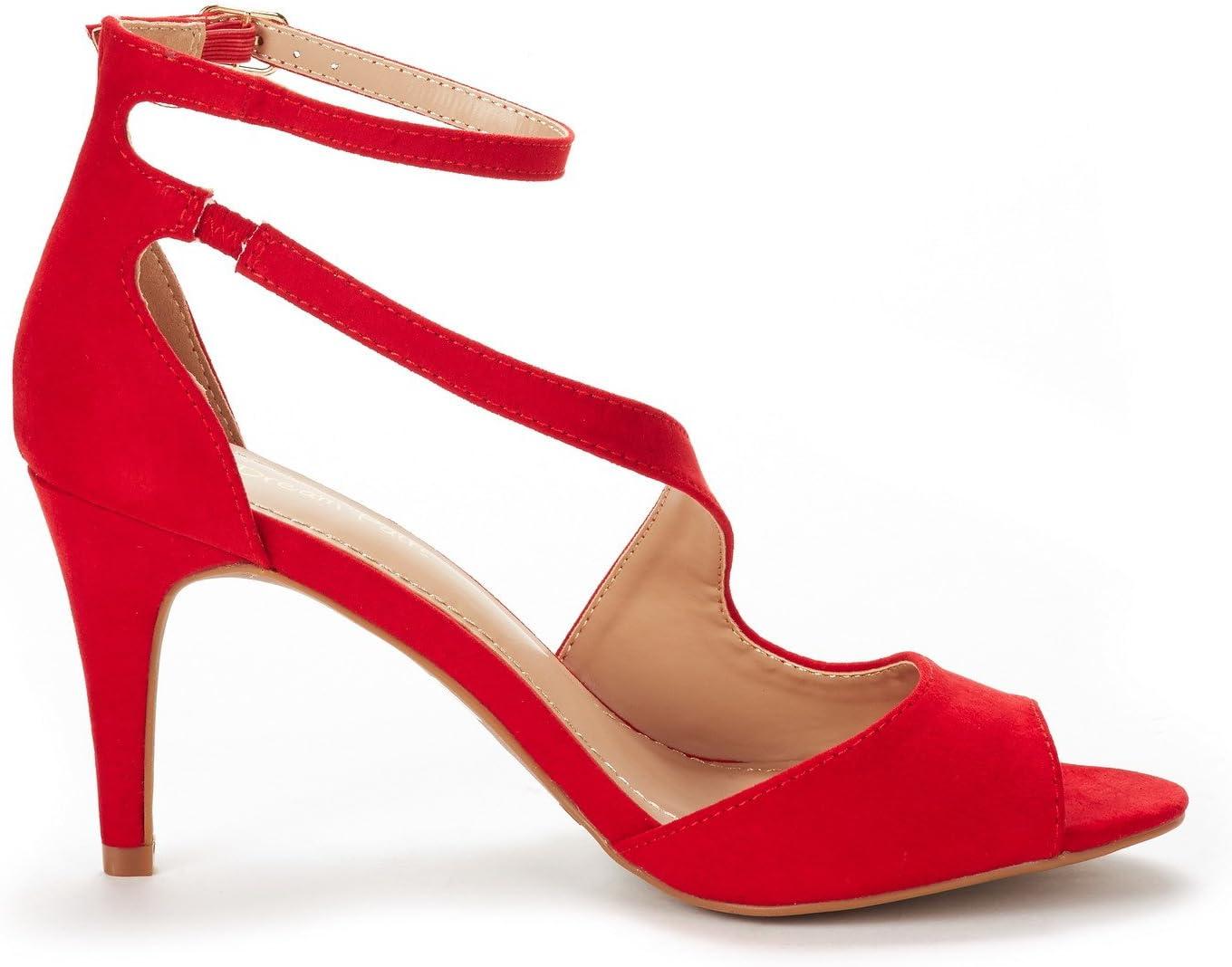 imageDREAM PAIRS Womens NILE Fashion Stilettos Open Toe Pump Heel SandalsRed
