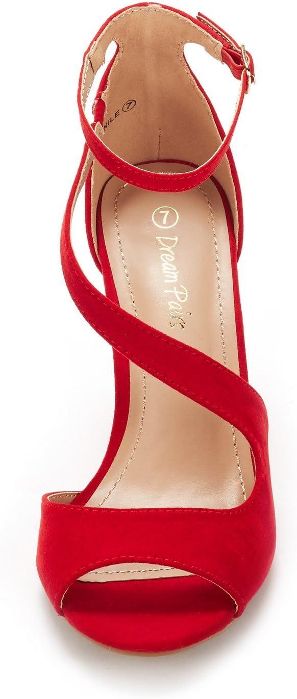 imageDREAM PAIRS Womens NILE Fashion Stilettos Open Toe Pump Heel SandalsRed