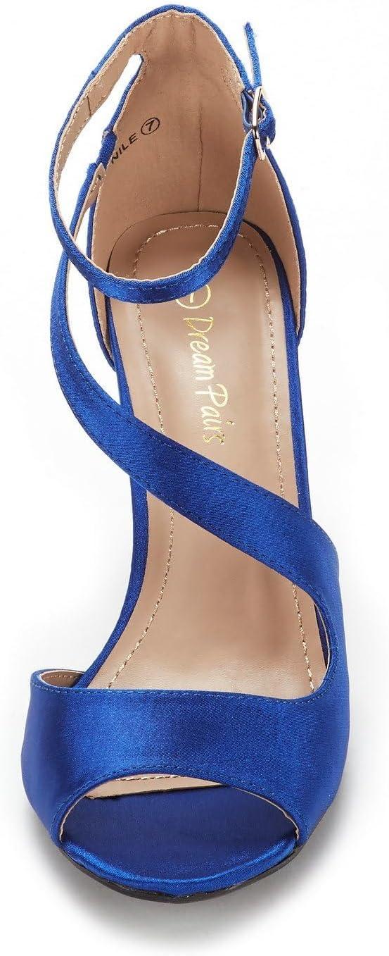 imageDREAM PAIRS Womens NILE Fashion Stilettos Open Toe Pump Heel SandalsRoyal Blue Satin
