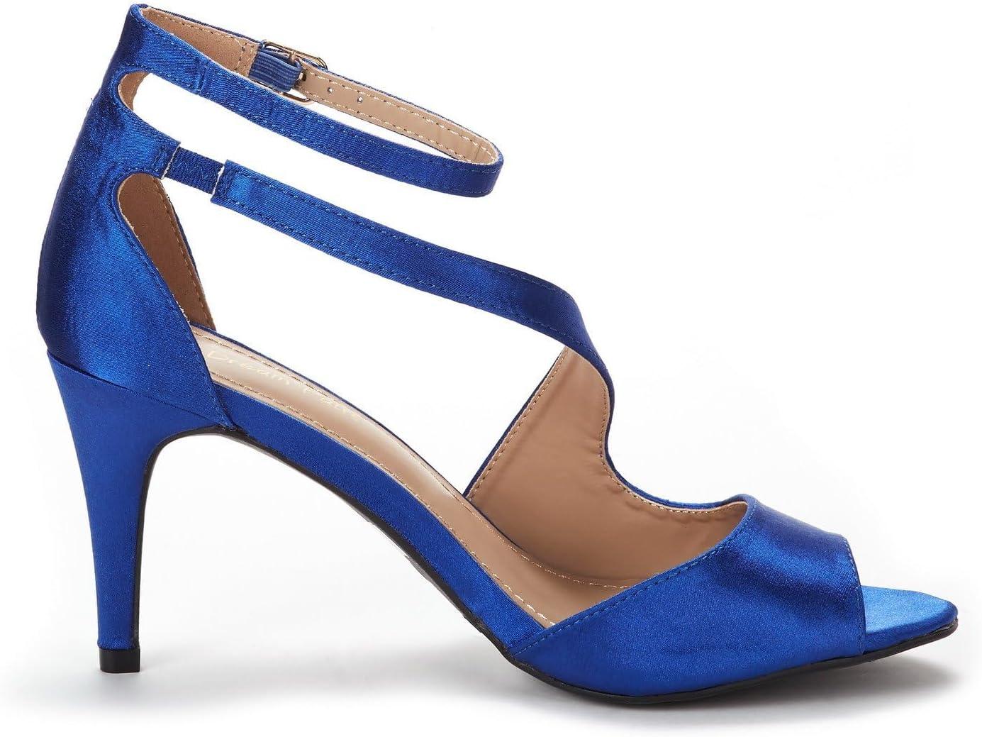 imageDREAM PAIRS Womens NILE Fashion Stilettos Open Toe Pump Heel SandalsRoyal Blue Satin