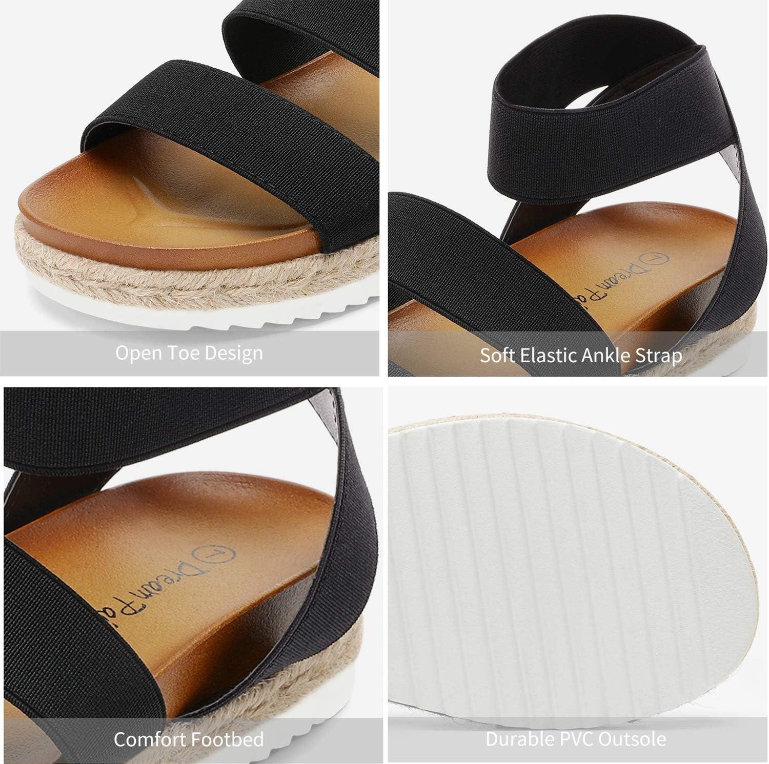 imageDREAM PAIRS Womens Open Toe Ankle Strap Espadrille Flatform Platform Wedge SandalsBlack