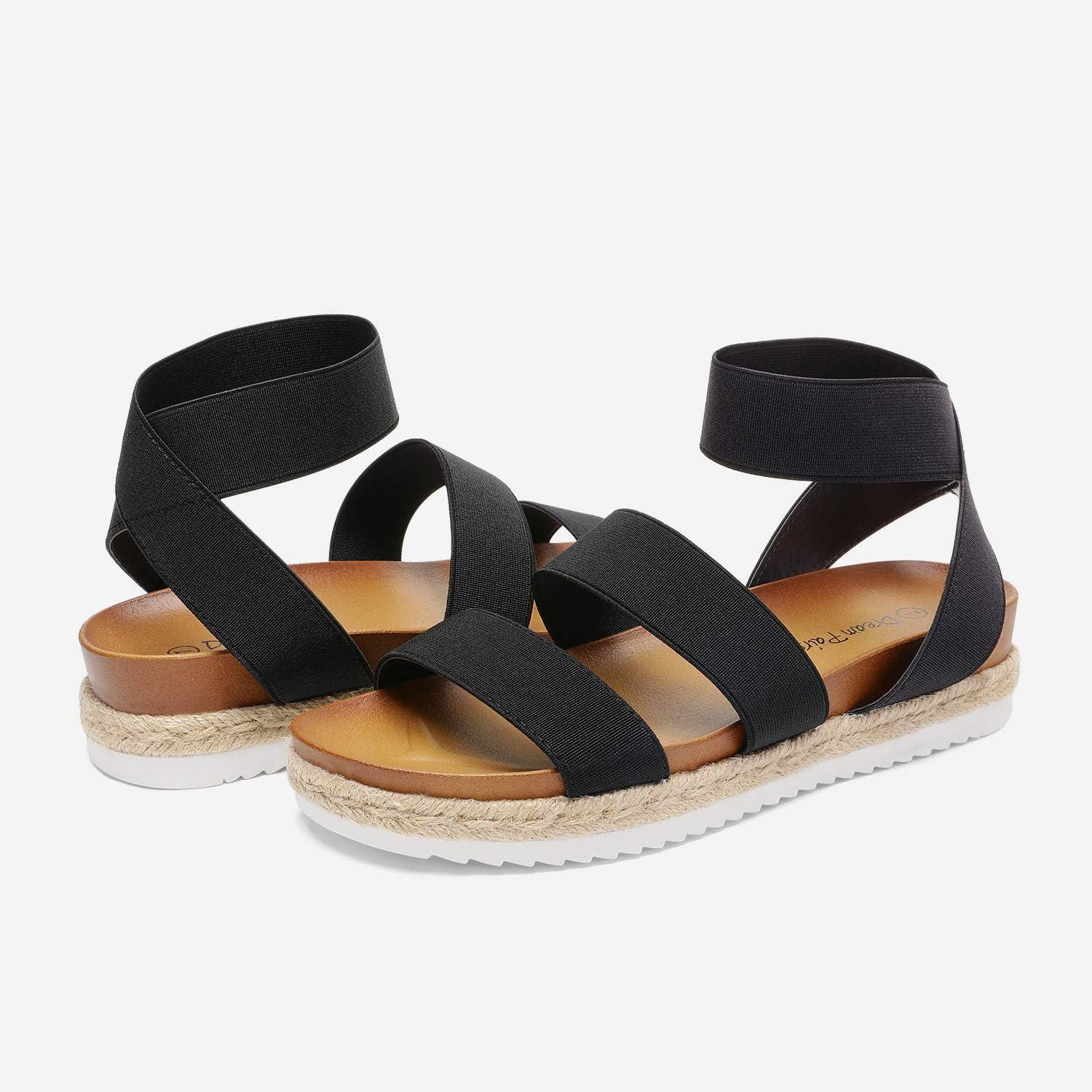imageDREAM PAIRS Womens Open Toe Ankle Strap Espadrille Flatform Platform Wedge SandalsBlack