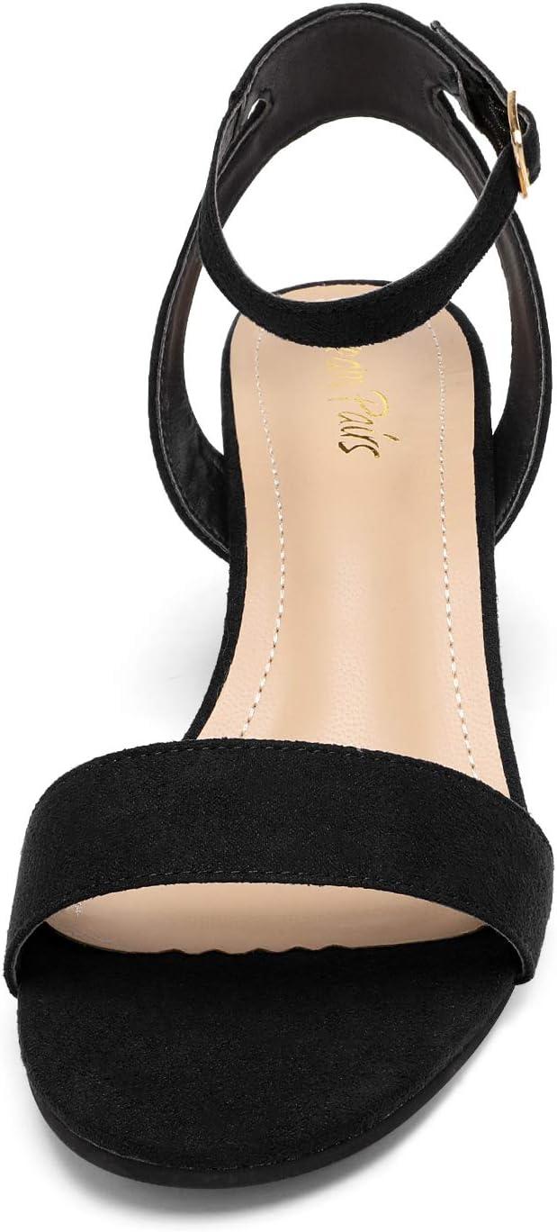 imageDREAM PAIRS Womens Open Toe Ankle Strap Low Block Chunky Heels Sandals Party Dress Pumps ShoesBlackSuede