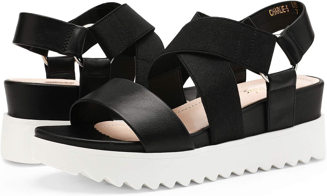 imageDREAM PAIRS Womens Open Toe Ankle Strap Platform Wedge SandalsBlack