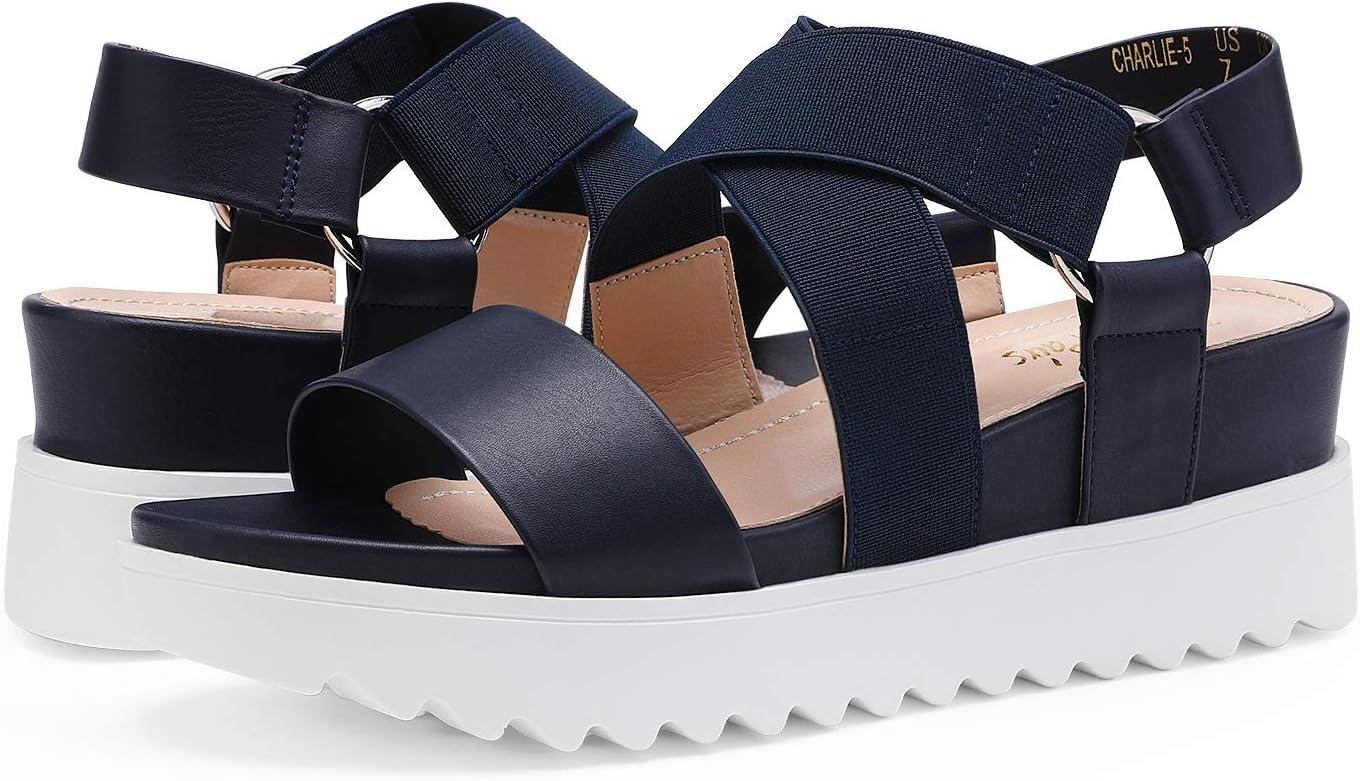 imageDREAM PAIRS Womens Open Toe Ankle Strap Platform Wedge SandalsNavy