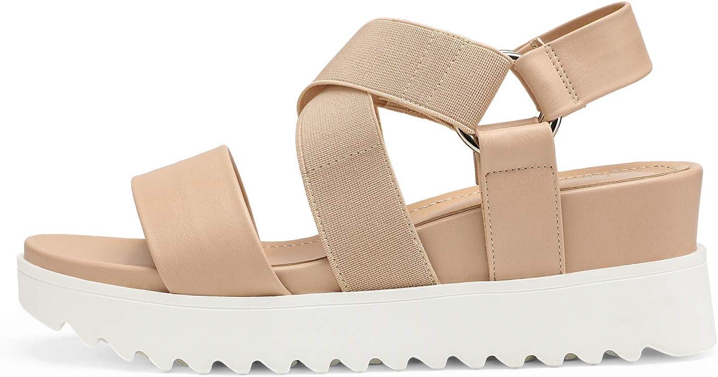 imageDREAM PAIRS Womens Open Toe Ankle Strap Platform Wedge SandalsNude