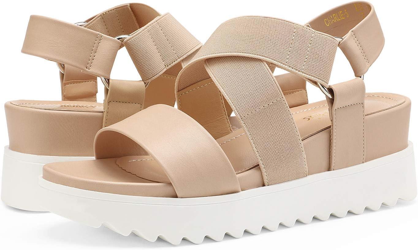 imageDREAM PAIRS Womens Open Toe Ankle Strap Platform Wedge SandalsNude