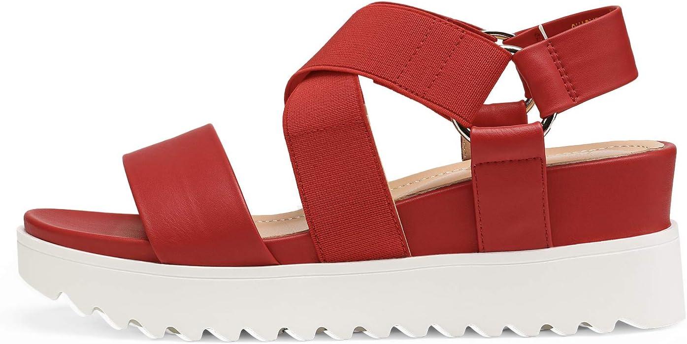 imageDREAM PAIRS Womens Open Toe Ankle Strap Platform Wedge SandalsRed