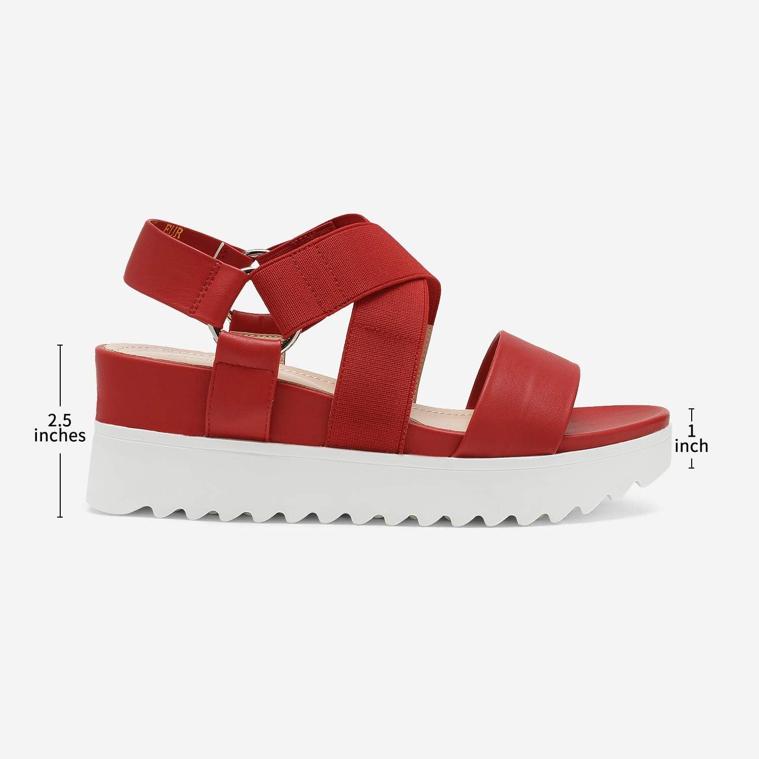 imageDREAM PAIRS Womens Open Toe Ankle Strap Platform Wedge SandalsRed