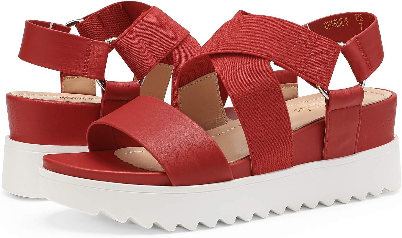 imageDREAM PAIRS Womens Open Toe Ankle Strap Platform Wedge SandalsRed