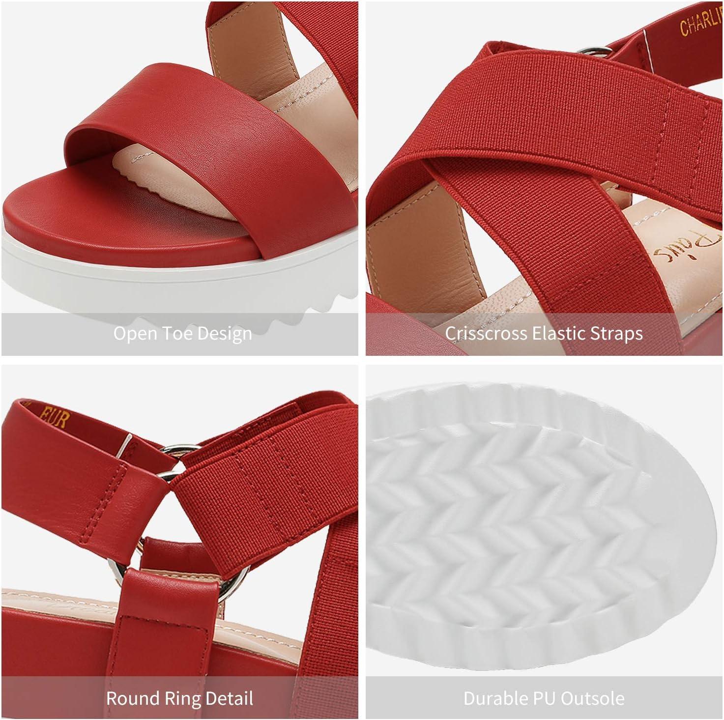 imageDREAM PAIRS Womens Open Toe Ankle Strap Platform Wedge SandalsRed