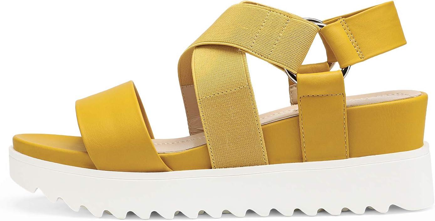 imageDREAM PAIRS Womens Open Toe Ankle Strap Platform Wedge SandalsYellow