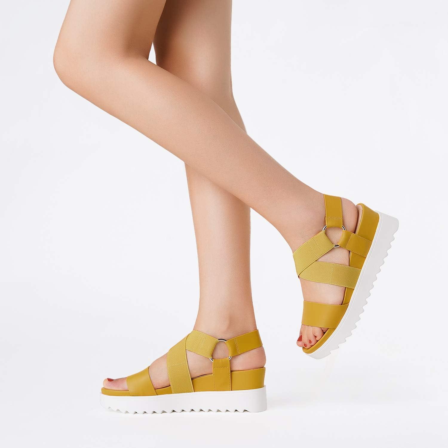 imageDREAM PAIRS Womens Open Toe Ankle Strap Platform Wedge SandalsYellow