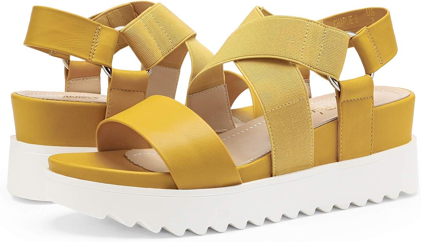 imageDREAM PAIRS Womens Open Toe Ankle Strap Platform Wedge SandalsYellow