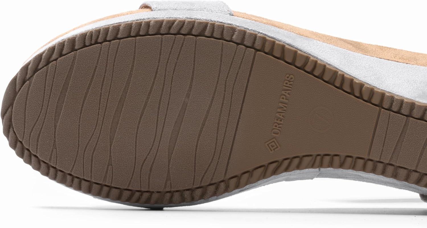 imageDREAM PAIRS Womens Open Toe Buckle Ankle Strap Platform Wedge Sandals Summer ShoesGrey