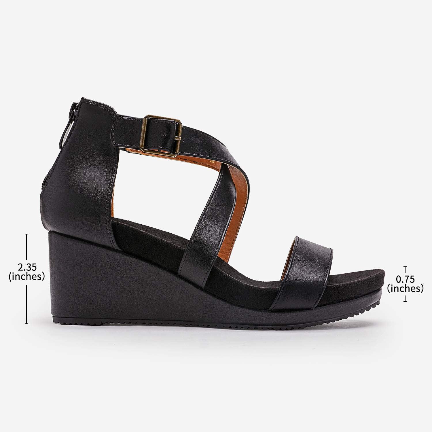imageDREAM PAIRS Womens Open Toe Buckle Ankle Strap Summer Platform Wedge SandalsBlackPu
