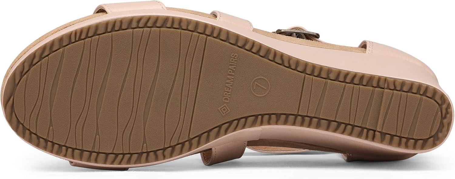 imageDREAM PAIRS Womens Open Toe Buckle Ankle Strap Summer Platform Wedge SandalsNudePu