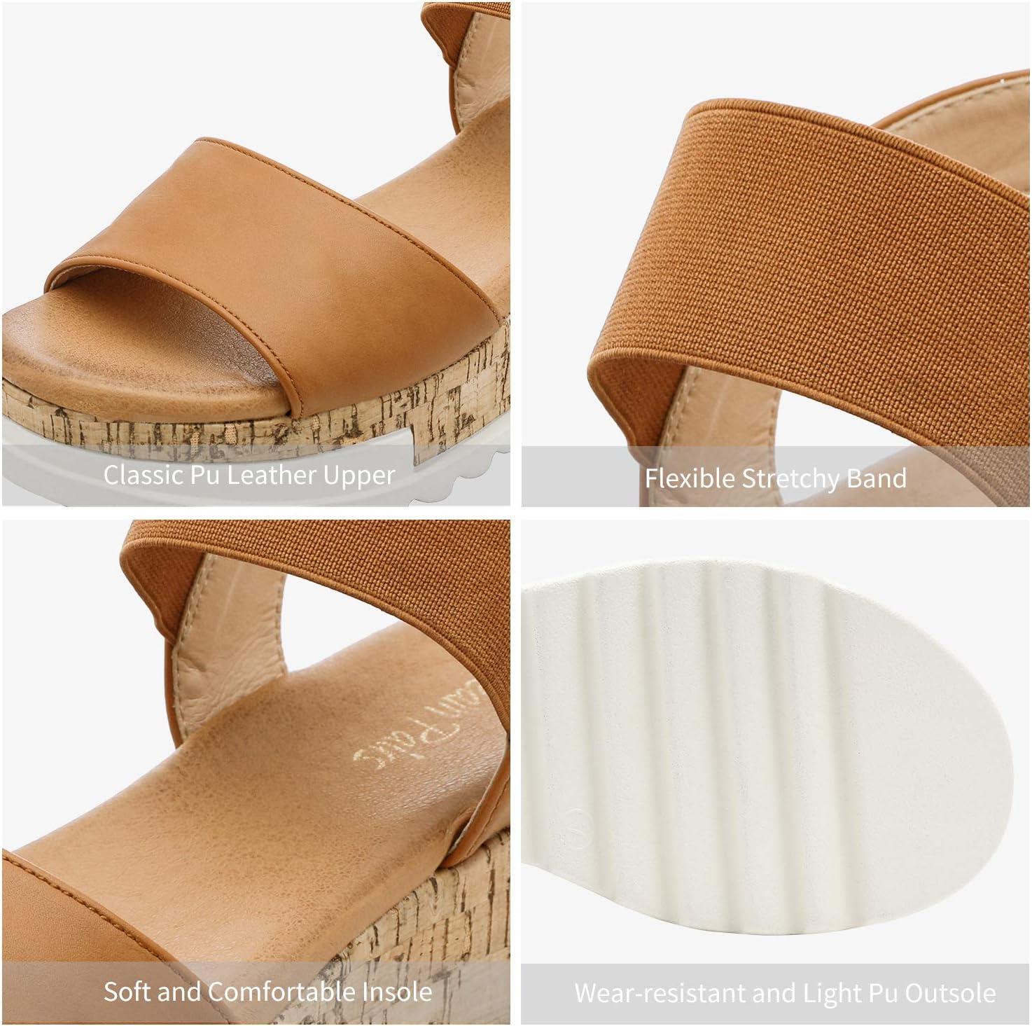 imageDREAM PAIRS Womens Open Toe Casual Platform SandalsCamel