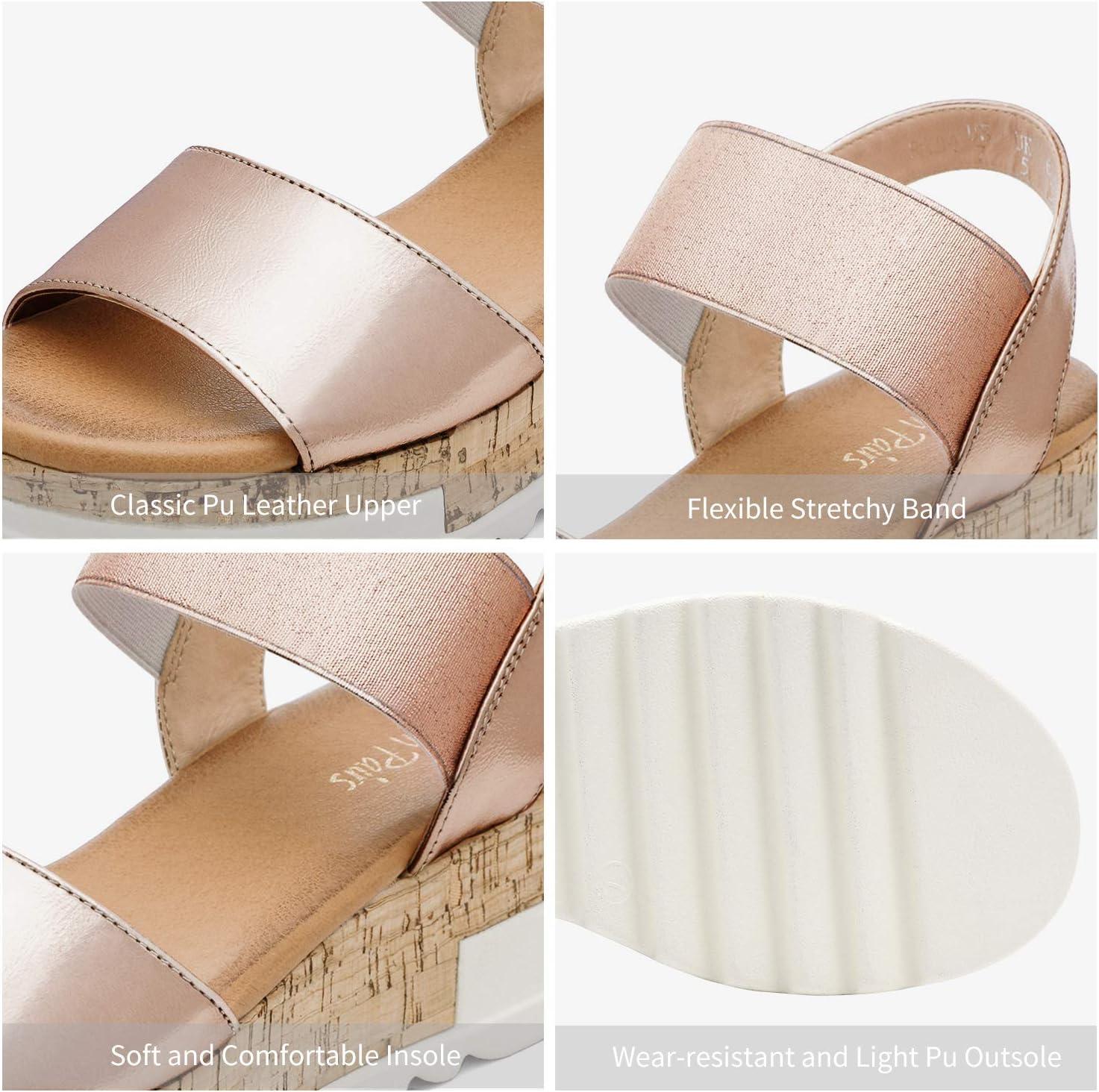 imageDREAM PAIRS Womens Open Toe Casual Platform SandalsChampagne