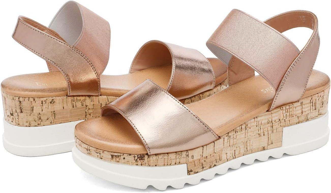 imageDREAM PAIRS Womens Open Toe Casual Platform SandalsChampagne