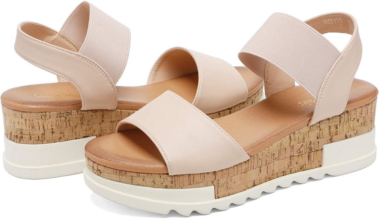 imageDREAM PAIRS Womens Open Toe Casual Platform SandalsNude