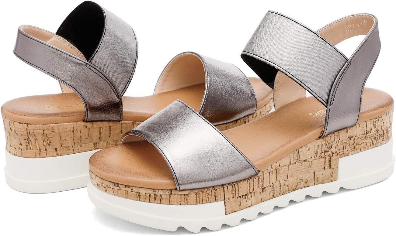 imageDREAM PAIRS Womens Open Toe Casual Platform SandalsPewter