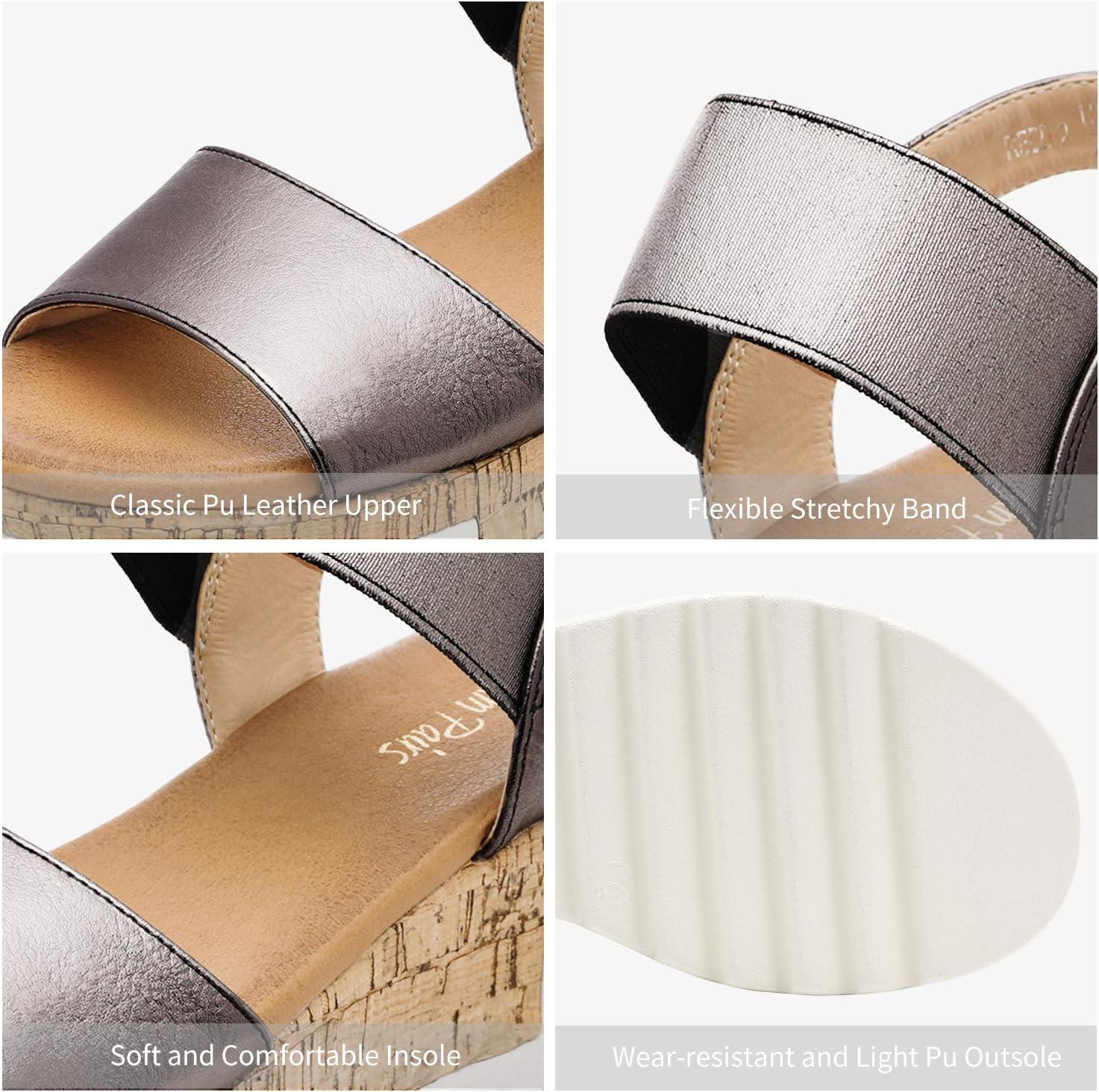 imageDREAM PAIRS Womens Open Toe Casual Platform SandalsPewter