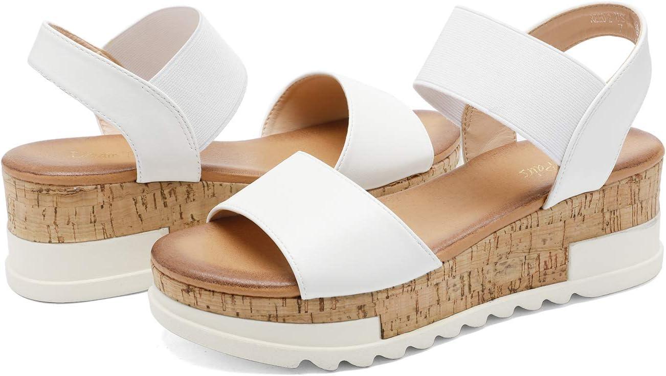 imageDREAM PAIRS Womens Open Toe Casual Platform SandalsWhite