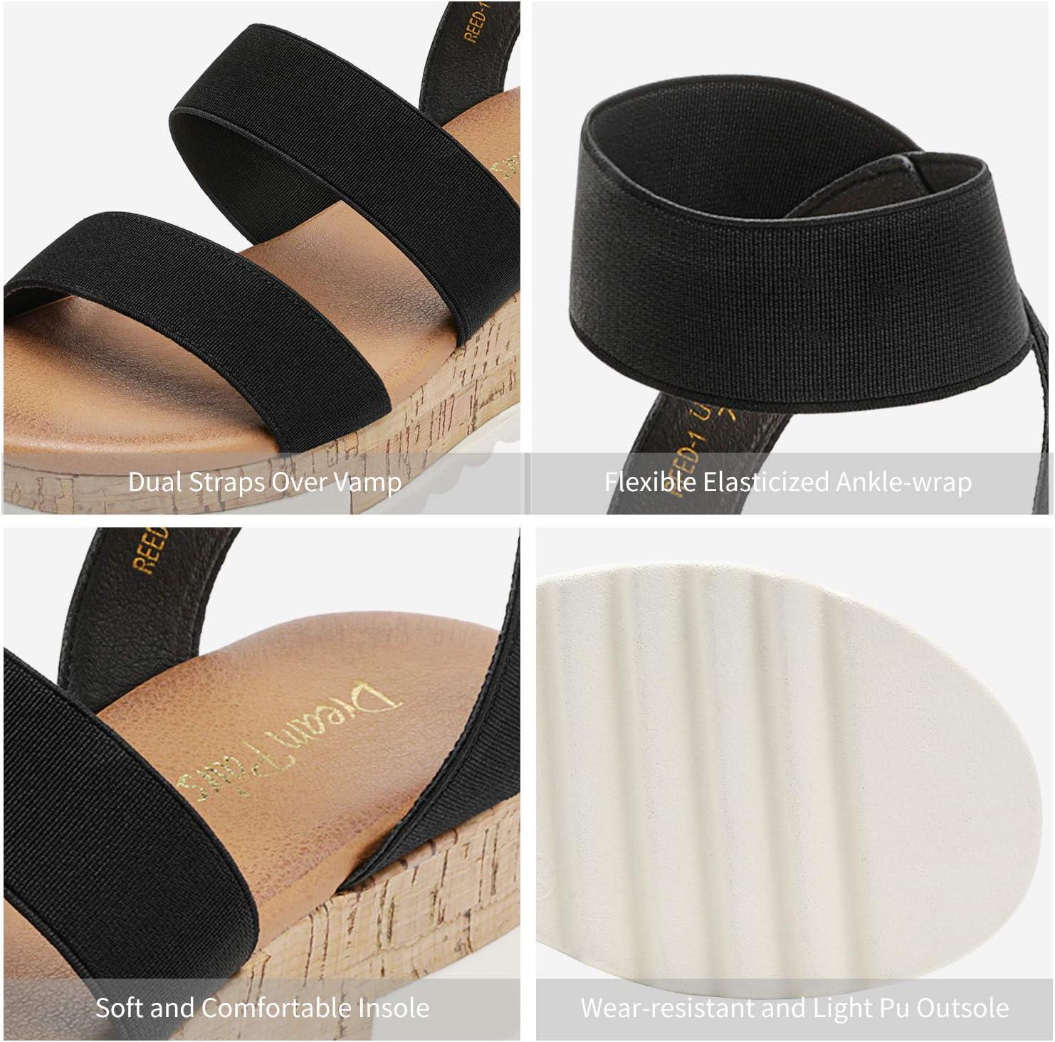 imageDREAM PAIRS Womens Open Toe Elastic Ankle Strap Casual Flatform Platform Wedges SandalsBlack