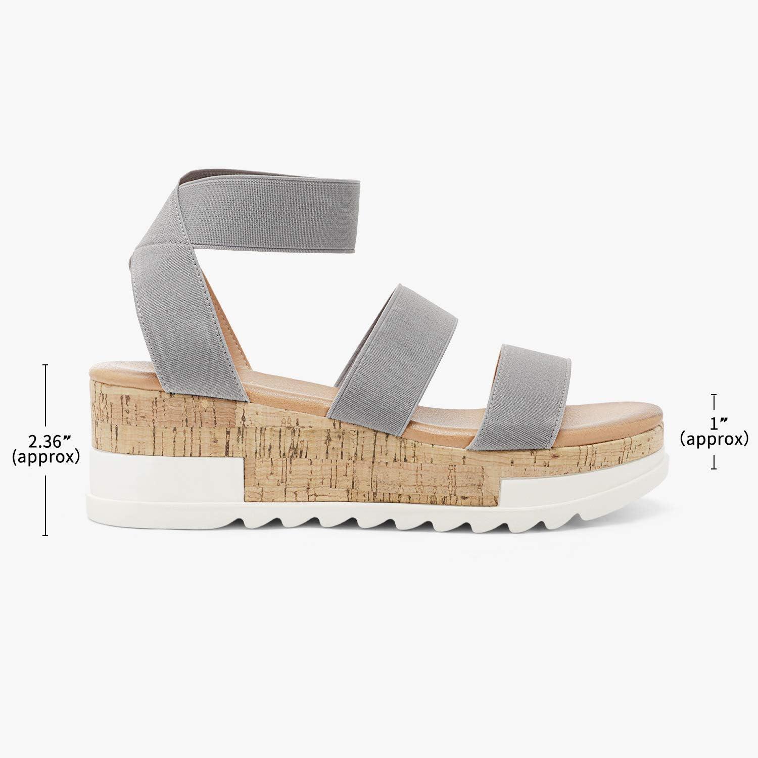 imageDREAM PAIRS Womens Open Toe Elastic Ankle Strap Casual Flatform Platform Wedges SandalsGrey