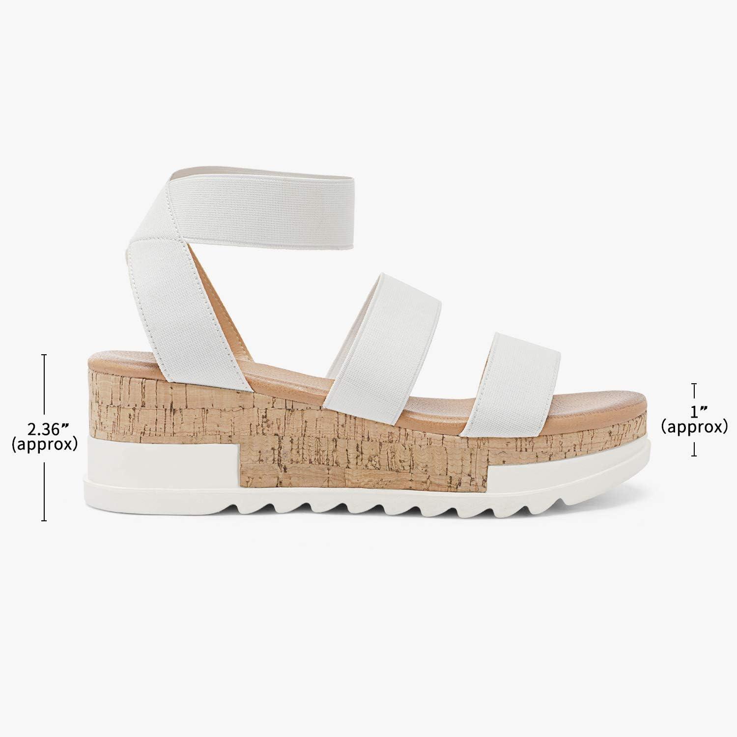 imageDREAM PAIRS Womens Open Toe Elastic Ankle Strap Casual Flatform Platform Wedges SandalsWhite