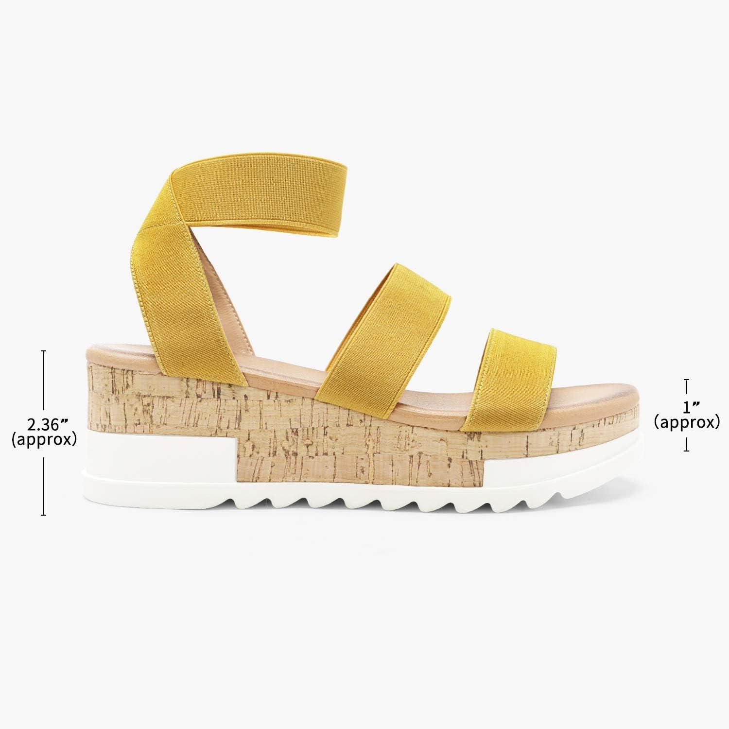 imageDREAM PAIRS Womens Open Toe Elastic Ankle Strap Casual Flatform Platform Wedges SandalsYellow