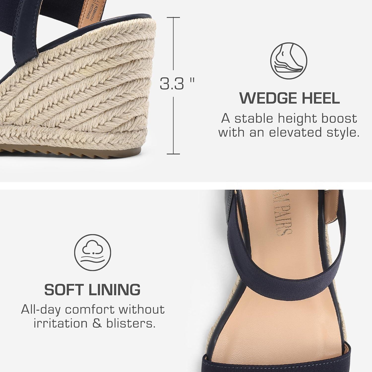 imageDREAM PAIRS Womens Open Toe Espadrilles Dressy Platform Sandals Slip on Elastic Ankle Strap Wedges SandalsNavy