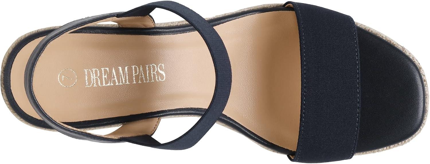 imageDREAM PAIRS Womens Open Toe Espadrilles Dressy Platform Sandals Slip on Elastic Ankle Strap Wedges SandalsNavy