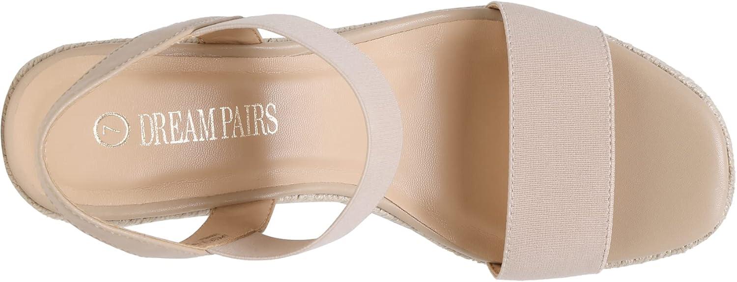 imageDREAM PAIRS Womens Open Toe Espadrilles Dressy Platform Sandals Slip on Elastic Ankle Strap Wedges SandalsNude