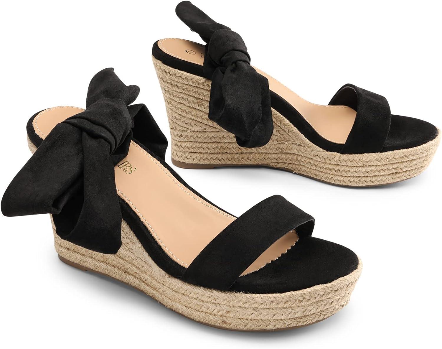 imageDREAM PAIRS Womens Open Toe Espadrilles Wedges Tie Lace Up Cute Ankle Strap Platform Sandals Dressy ShoesBlack