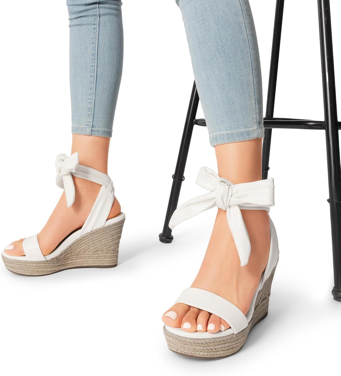 imageDREAM PAIRS Womens Open Toe Espadrilles Wedges Tie Lace Up Cute Ankle Strap Platform Sandals Dressy ShoesWhitepu