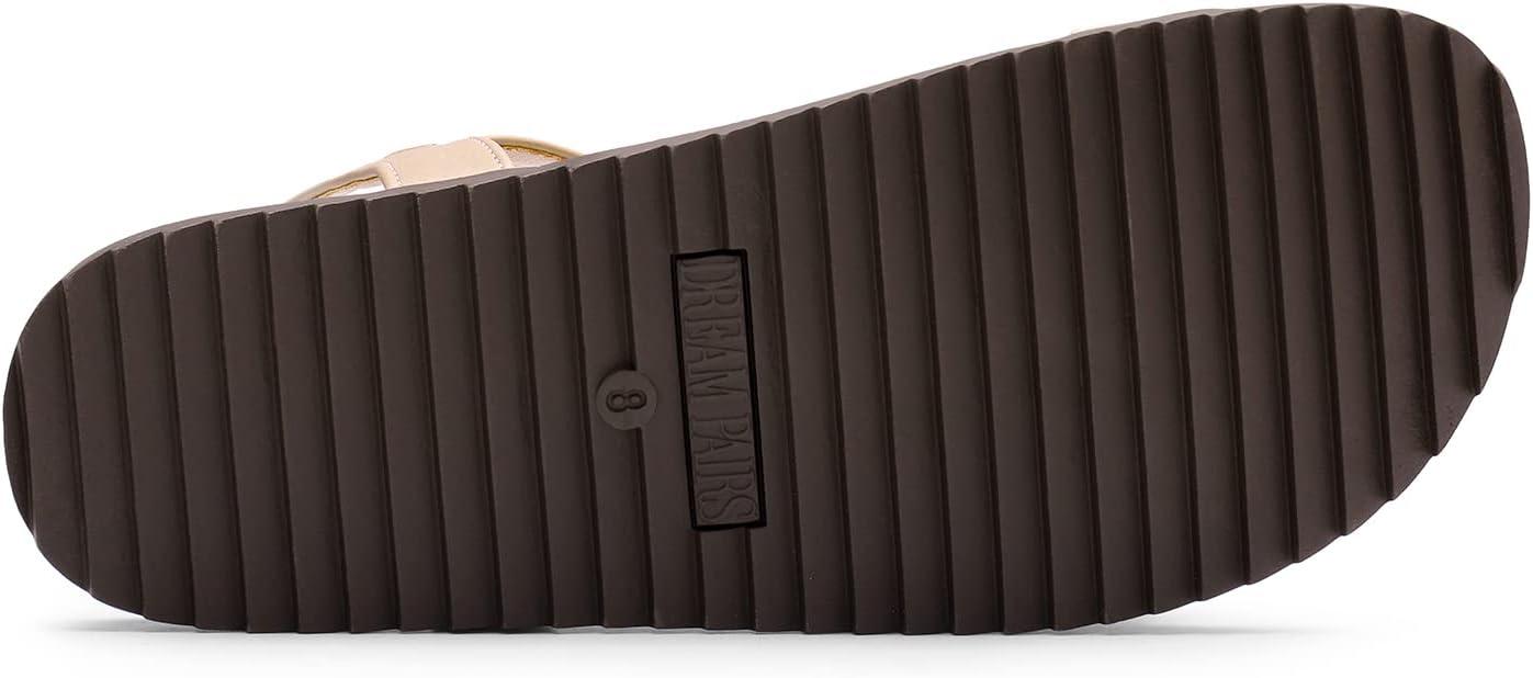 imageDREAM PAIRS Womens Open Toe Flat Sandals Cute One Band Comfort Arch Support SandalsNude