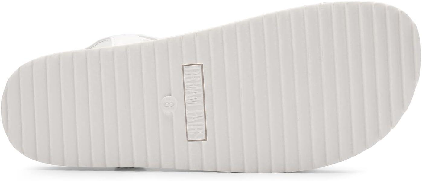 imageDREAM PAIRS Womens Open Toe Flat Sandals Cute One Band Comfort Arch Support SandalsWhite