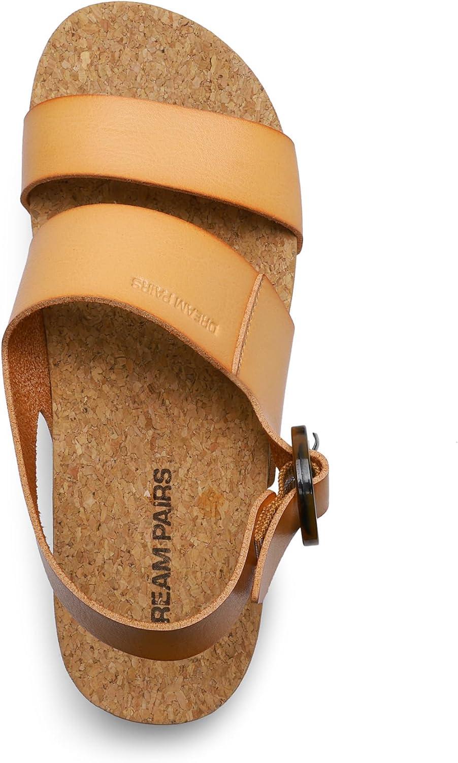 imageDREAM PAIRS Womens Orthopedic Arch Support Platform Sandals Comfortable Cork Insole Low Wedges Sandals Flatform Summer Dress Shoes Cute Buckle Wedges for BeachNatural