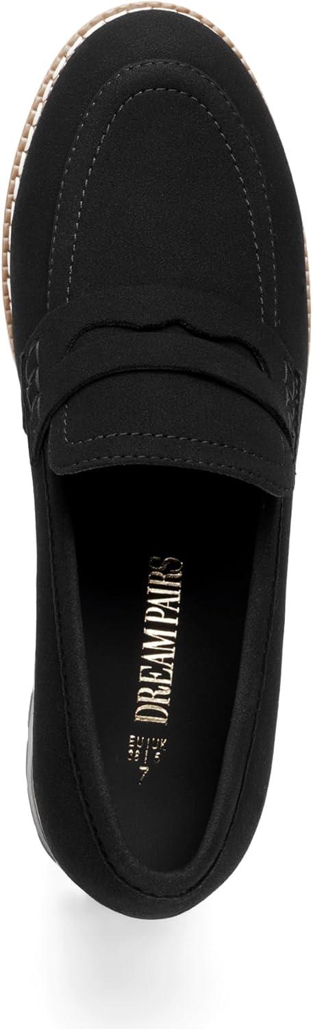 imageDREAM PAIRS Womens Platform Chunky Heeled Loafers Womens Business Casual ShoesBlack