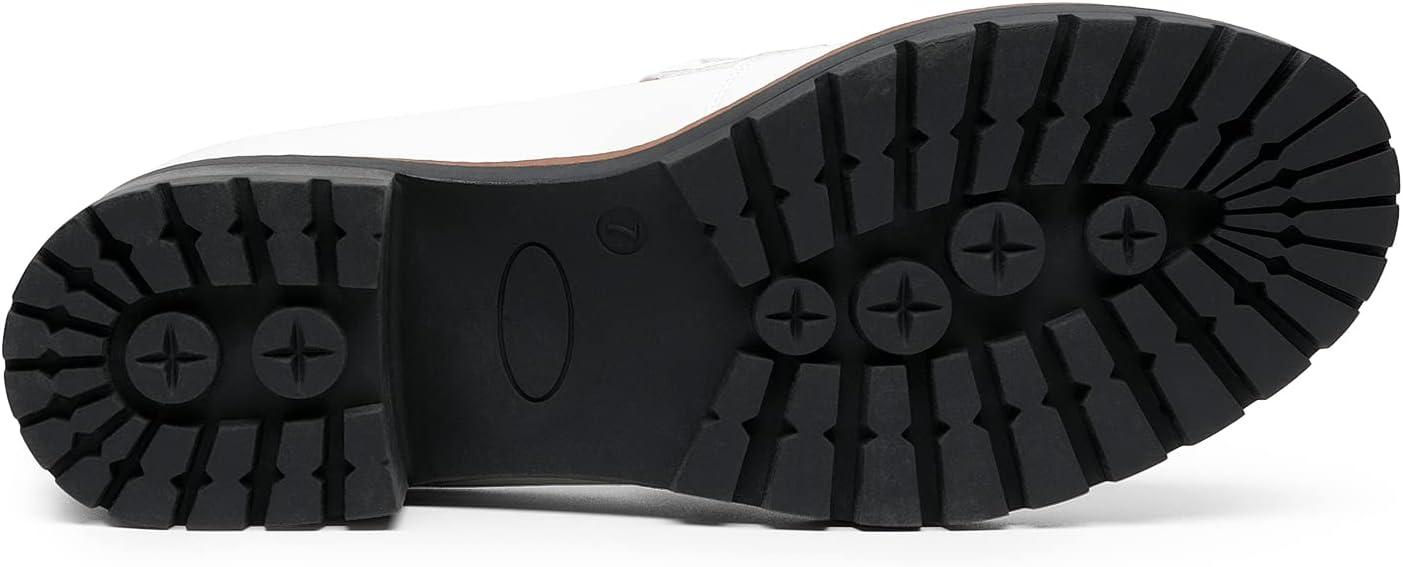 imageDREAM PAIRS Womens Platform Chunky Heeled Loafers Womens Business Casual ShoesWhite Pu