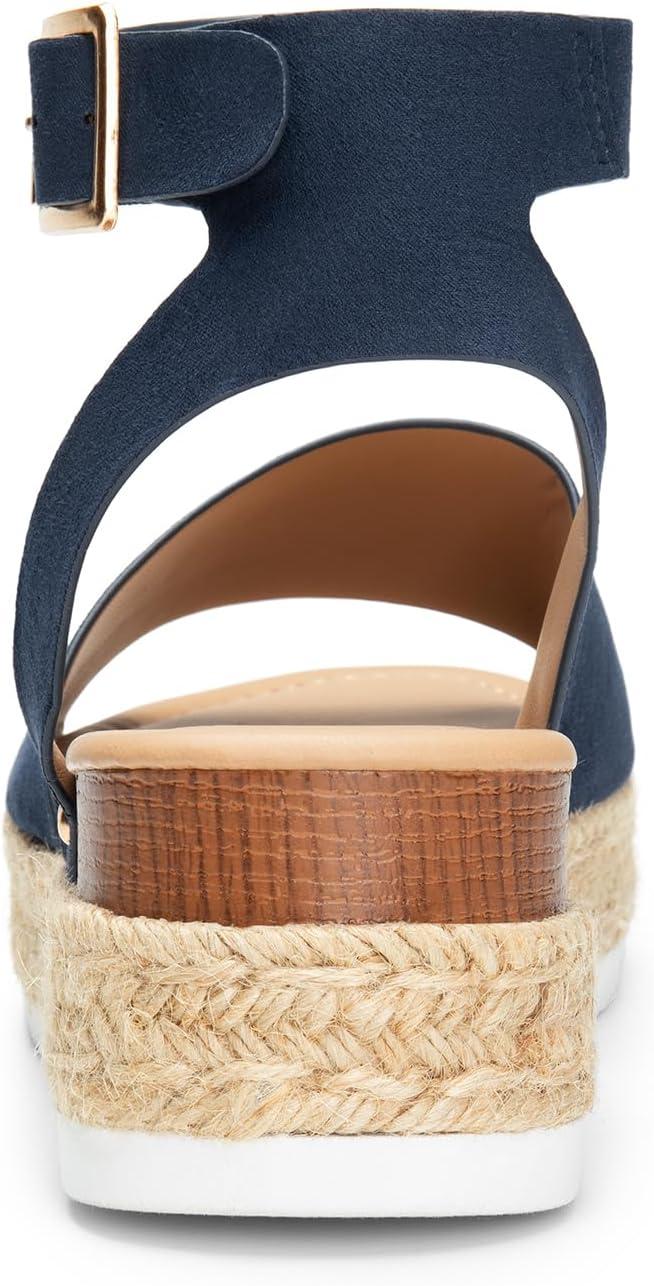 imageDREAM PAIRS Womens Platform Espadrilles Casual Ankle Strap Wedge Sandals Comfortable Dressy Summer ShoesNavysuede