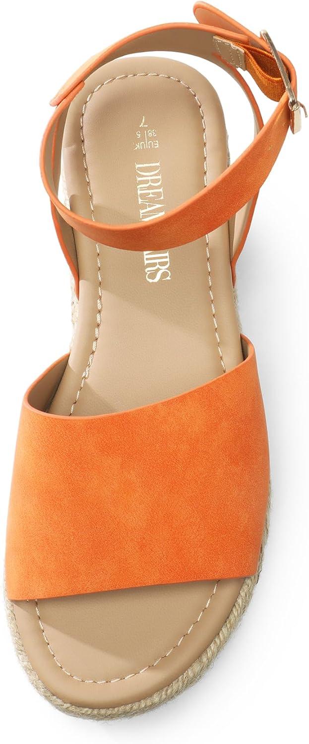 imageDREAM PAIRS Womens Platform Espadrilles Casual Ankle Strap Wedge Sandals Comfortable Dressy Summer ShoesOrange