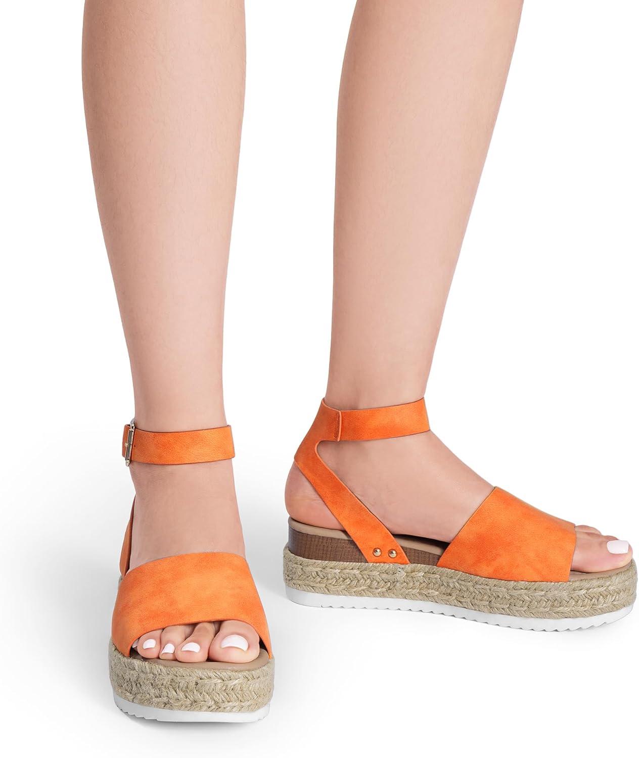 imageDREAM PAIRS Womens Platform Espadrilles Casual Ankle Strap Wedge Sandals Comfortable Dressy Summer ShoesOrange